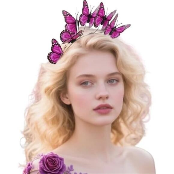 Customizable Butterfly Fascinator Headband | 3D Monarch Butterfly Crown - Picture 1 of 5